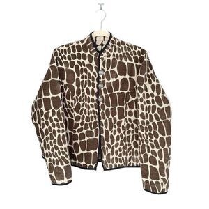 T3 Irresistible Reversibles Women's Giraffe Animal Print Jacket Brown Cream Larg